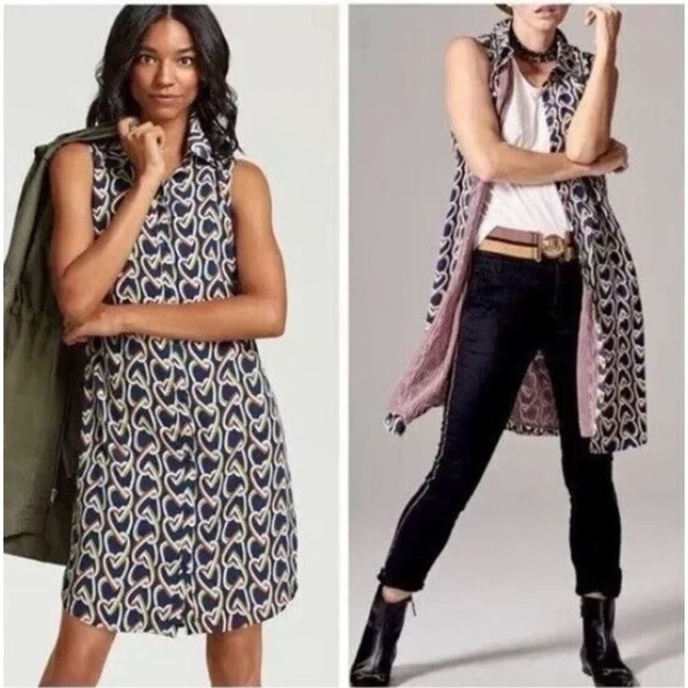 CAbi Blue & Orange Heart Chain Amour Dress